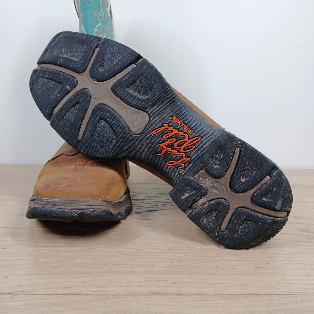 Durango Boots Women 9.5 Brown Turquoise Leather Western Cowboy Rodeo Slip On - Picture 7 of 10